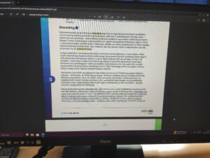 Zdjęcie ekranu komputera przedstawiającego materiały na temat zagrożeń internetowych.